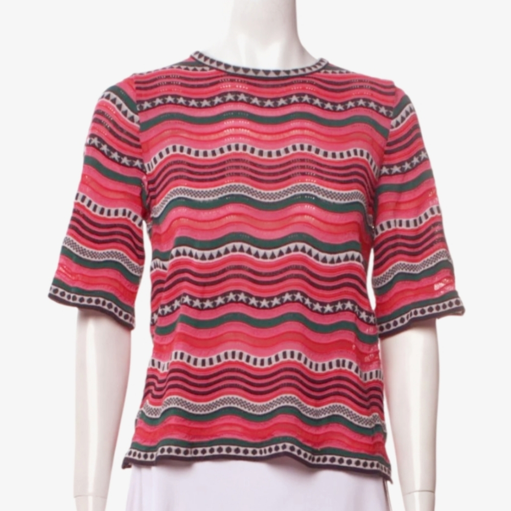 Missoni Short Sleeve Striped Multicolor Sweater Sz 40 (10)
